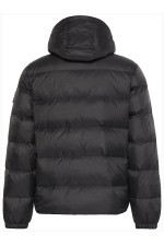 LS NYLON ZIP OFF HOOD DOWN PUFFER - ΜΑΥΡΟ