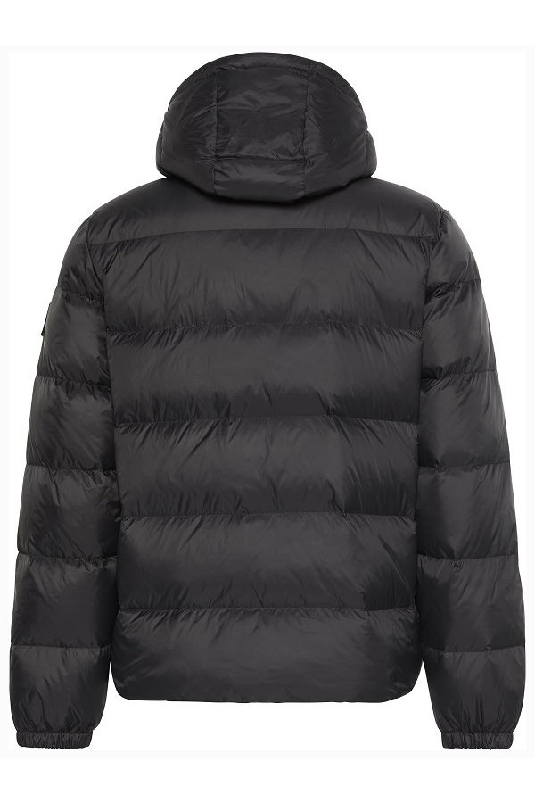 LS NYLON ZIP OFF HOOD DOWN PUFFER - ΜΑΥΡΟ